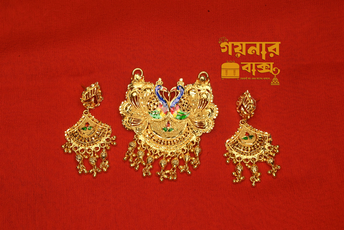 double mayur minakari pendent