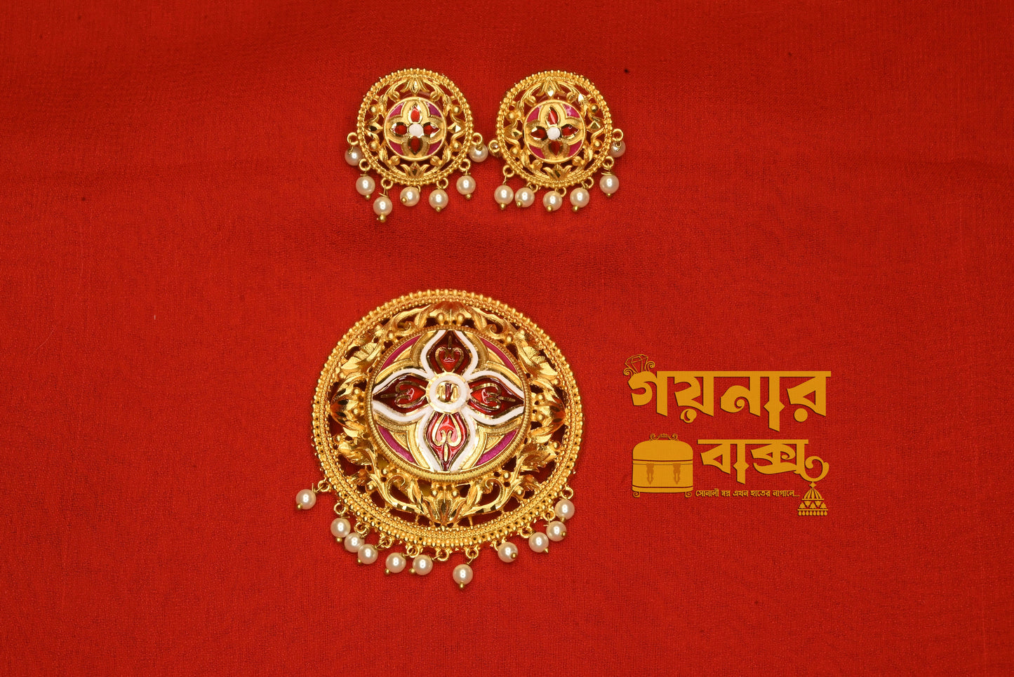 Maron mina lotus pendent minakari with cultured pearl