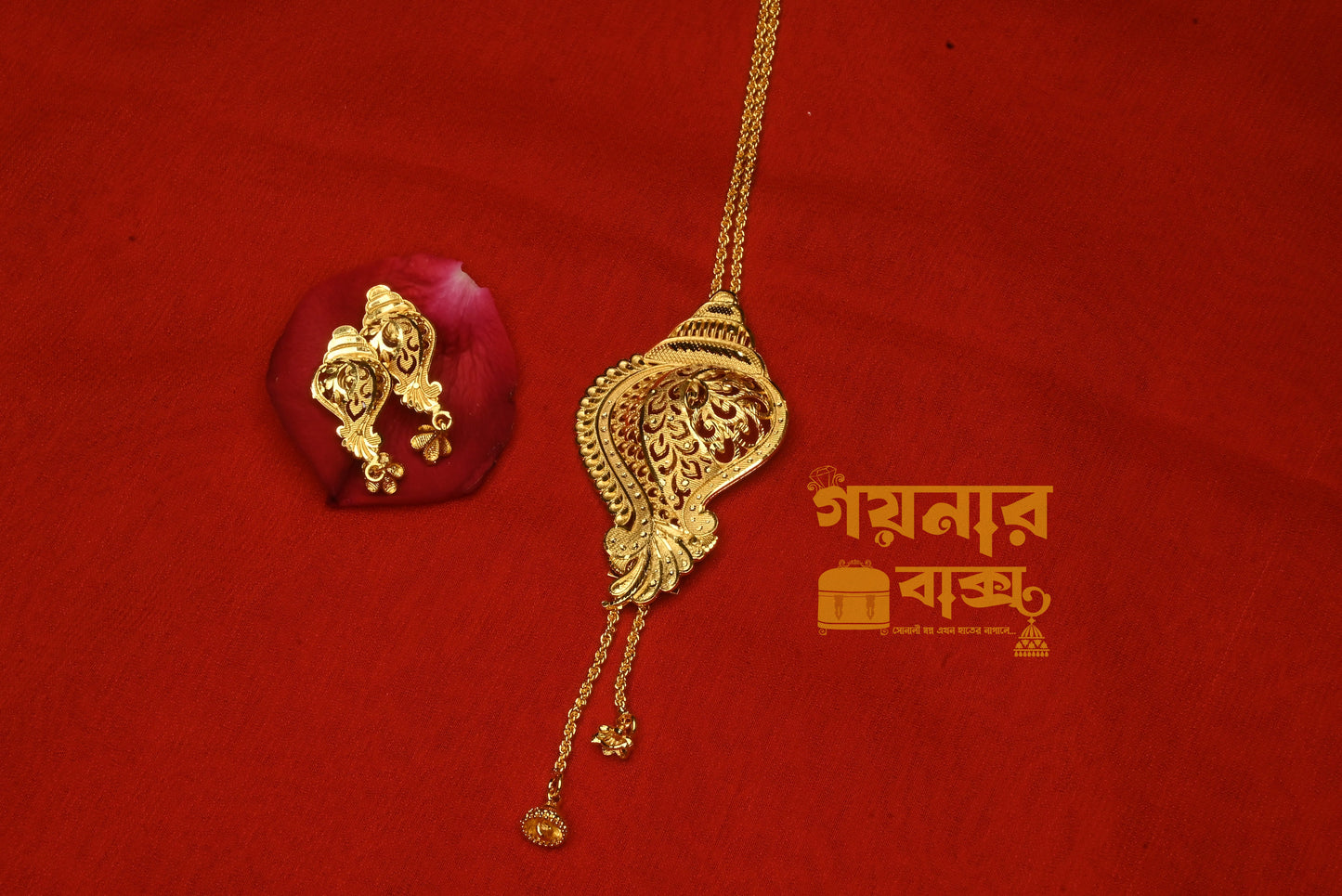 Sankha patern Tie chain with earings
