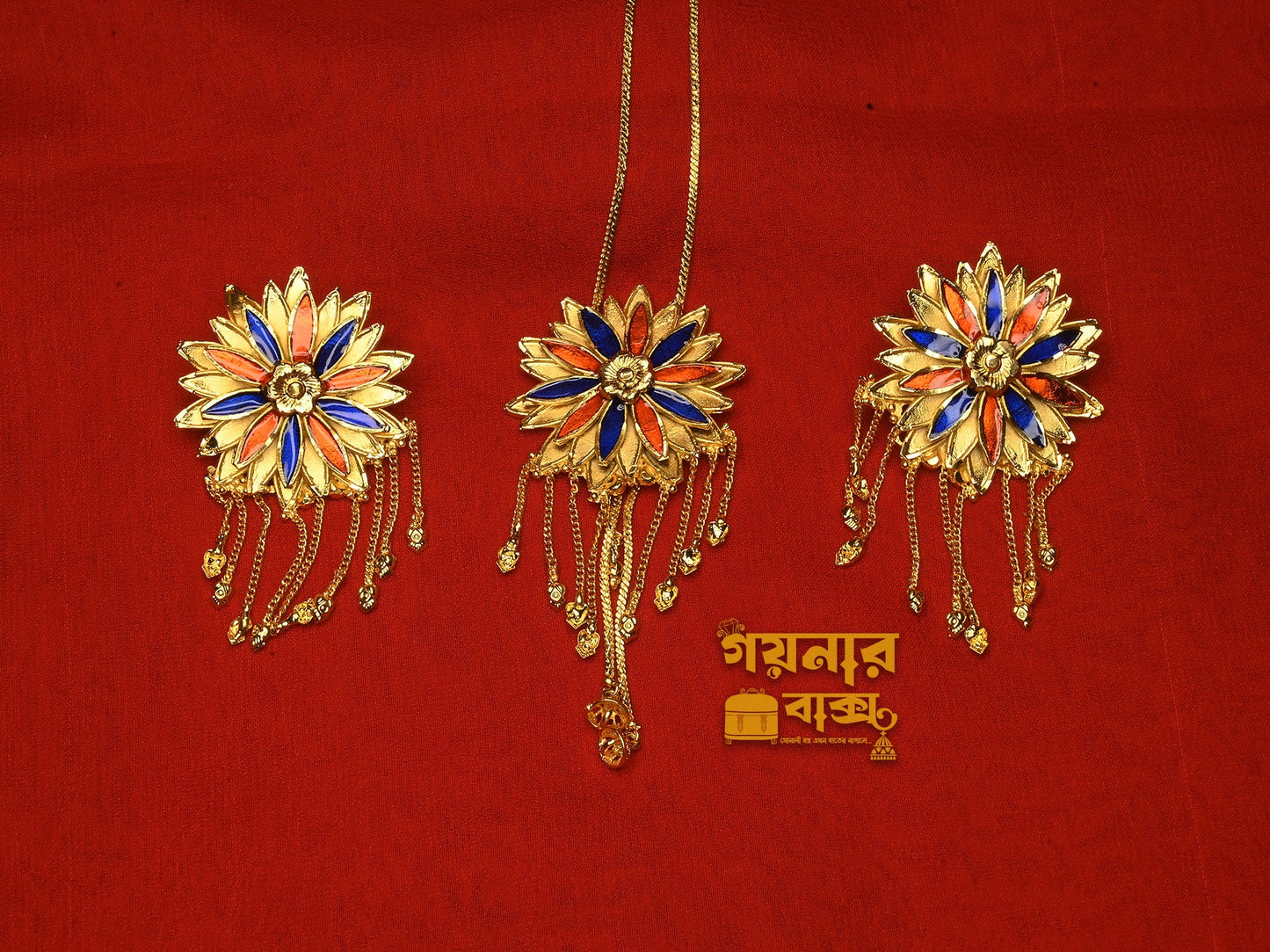 sunflower mina tie chain with earings